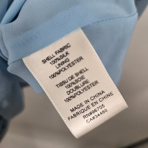 Rebecca Taylor SZ 6 Blue Dainty Floral Dress Romantic V Neck Work Smocking - Picture 5 of 7